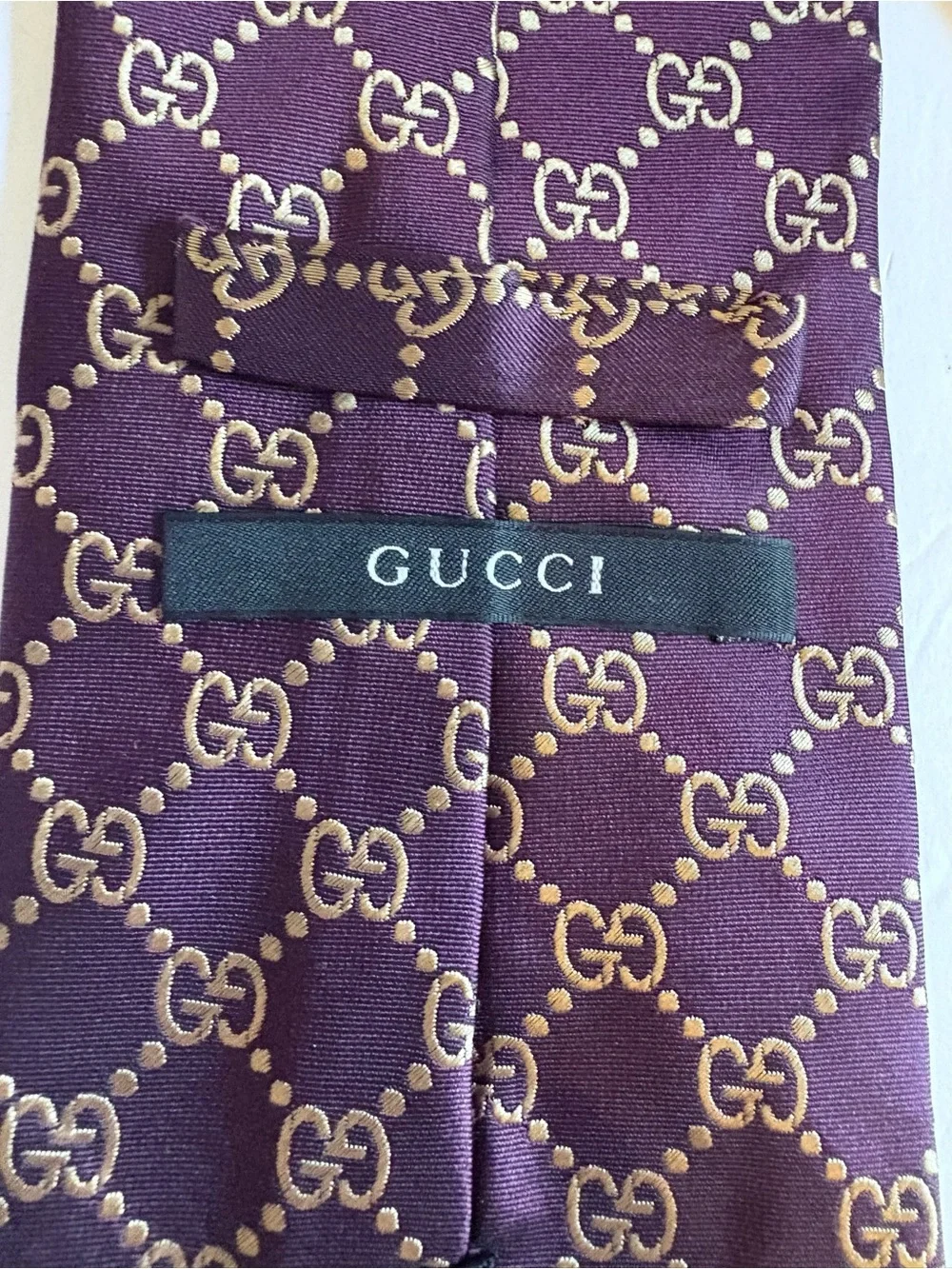 Gucci Burgundy GG Pattern Silk Tie